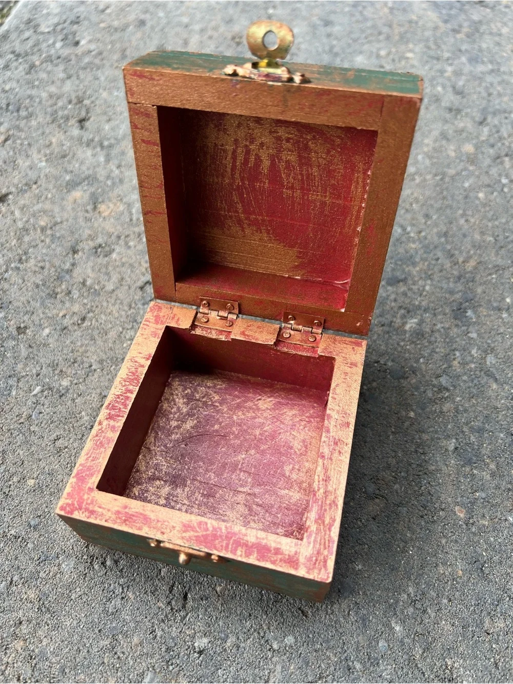 Vintage Decoupage Wooden Trinket Box Victorian Garden Jewelry Ring Box
